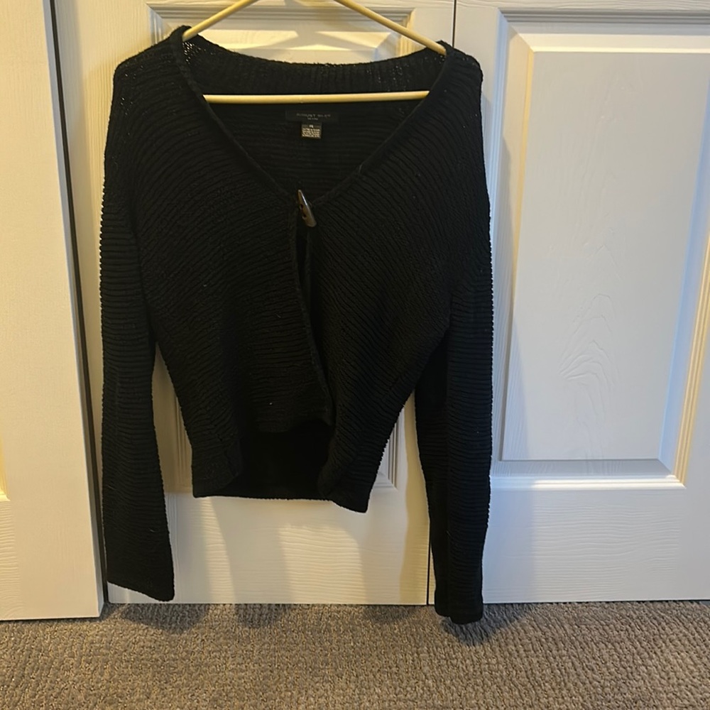 August Silk Petite Women’s Black Cardigan with One Button PS